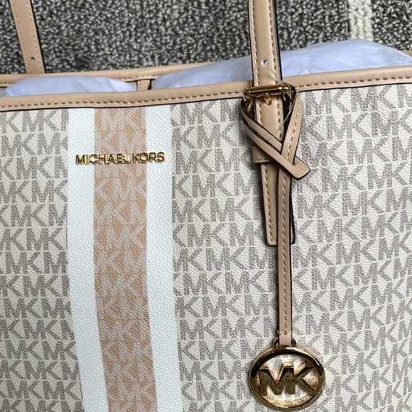 Michael Kors Jet Set Travel Medium Carryall Tote Buff Multi - Picture 2 of 16
